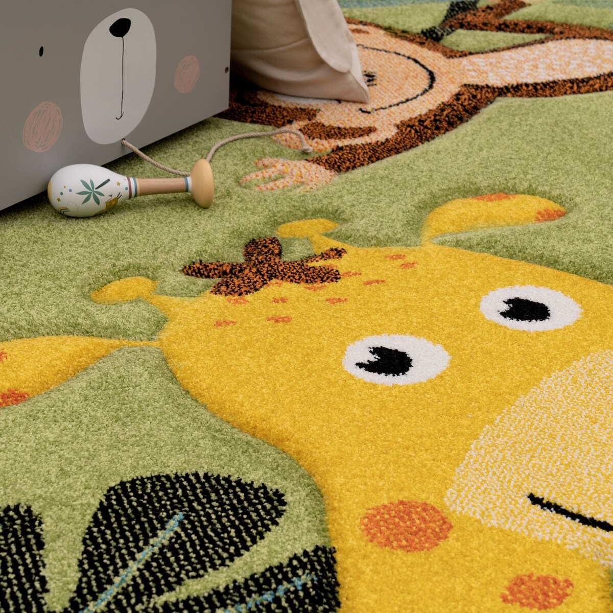 Tapis pour enfant avec motif animal de la jungle en vert