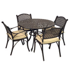 Ensemble de salle à manger d'extérieur Kinger Home Harmon 5 pièces en aluminium moulé avec coussins - 41 pouces