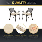 Ensemble de salle à manger d'extérieur Kinger Home Harmon 5 pièces en aluminium moulé avec coussins - 41 pouces