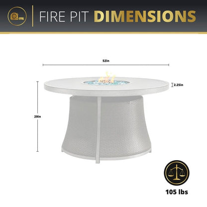 Ensemble de patio Kinger Home Isla en rotin 7 pièces avec table et foyer au propane - 76 pouces