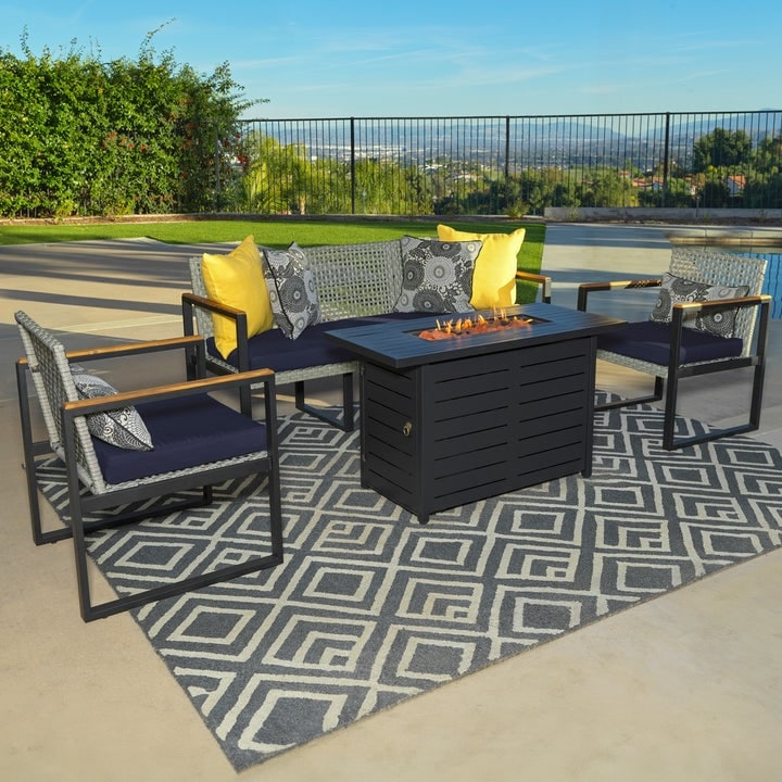 Ensemble de foyer extérieur Kinger Home Ore 5 pièces pour patio