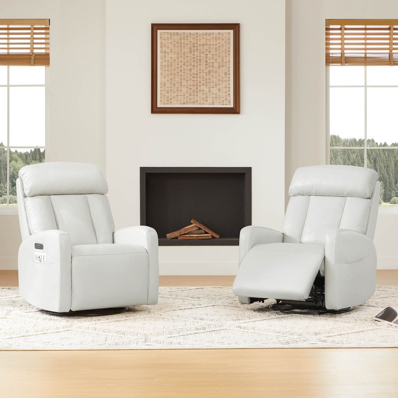 Fauteuil inclinable pivotant électrique en cuir à trois moteurs Kinsley avec support lombaire réglable