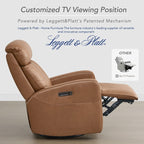 Fauteuil inclinable pivotant électrique en cuir à trois moteurs Kinsley avec support lombaire réglable