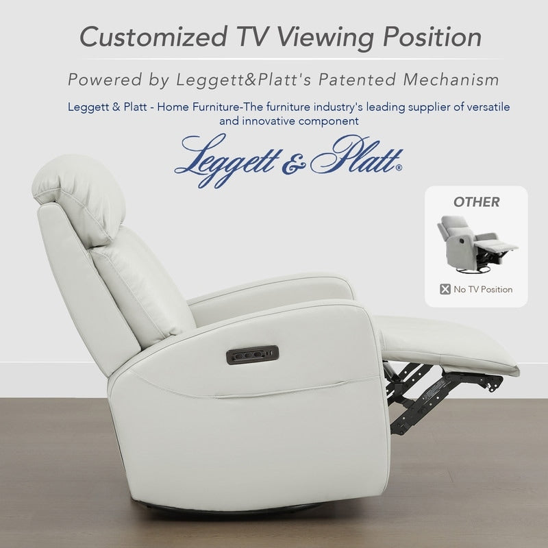 Fauteuil inclinable pivotant électrique en cuir à trois moteurs Kinsley avec support lombaire réglable
