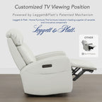 Fauteuil inclinable pivotant électrique en cuir à trois moteurs Kinsley avec support lombaire réglable