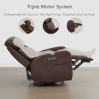 Fauteuil inclinable pivotant électrique en cuir à trois moteurs Kinsley avec support lombaire réglable