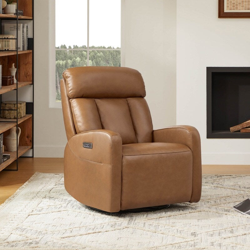 Fauteuil inclinable pivotant électrique en cuir à trois moteurs Kinsley avec support lombaire réglable