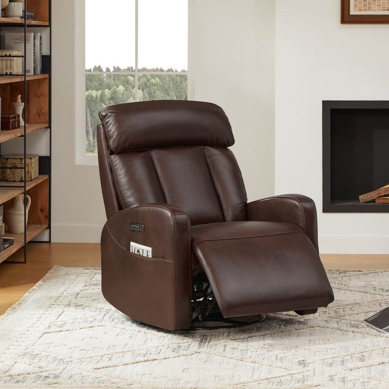 Fauteuil inclinable pivotant électrique en cuir à trois moteurs Kinsley avec support lombaire réglable