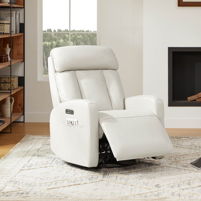 Fauteuil inclinable pivotant électrique en cuir à trois moteurs Kinsley avec support lombaire réglable