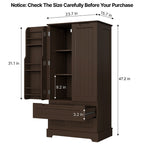 Armoire de rangement de cuisine, armoire de rangement de salle de bain indépendante avec 2 portes et tiroirs