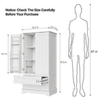 Armoire de rangement de cuisine, armoire de rangement de salle de bain indépendante avec 2 portes et tiroirs