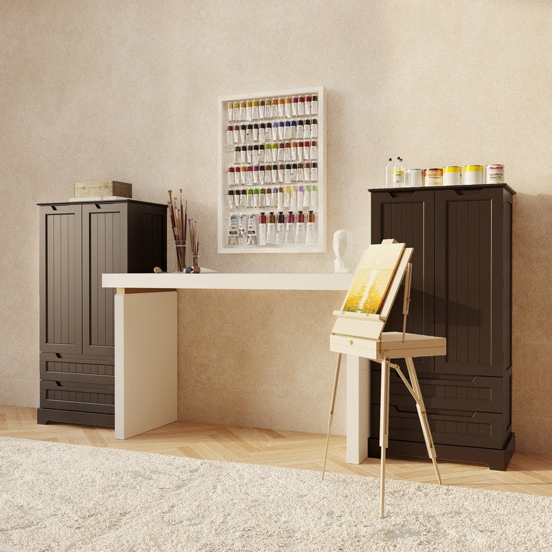 Armoire de rangement de cuisine, armoire de rangement de salle de bain indépendante avec 2 portes et tiroirs