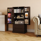 Armoire de rangement de cuisine, armoire de rangement de salle de bain indépendante avec 2 portes et tiroirs