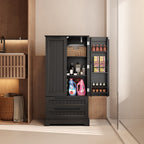 Armoire de rangement de cuisine, armoire de rangement de salle de bain indépendante avec 2 portes et tiroirs
