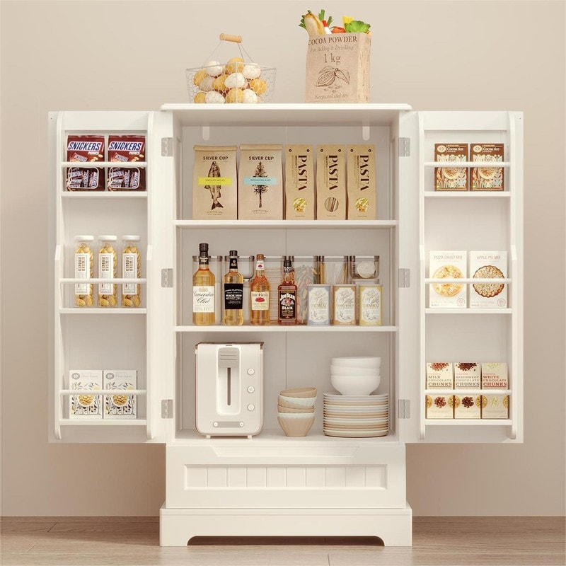 Armoire de rangement de cuisine, armoire de rangement de salle de bain indépendante avec 2 portes et tiroirs