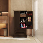 Armoire de rangement de cuisine, armoire de rangement de salle de bain indépendante avec 2 portes et tiroirs