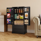 Armoire de rangement de cuisine, armoire de rangement de salle de bain indépendante avec 2 portes et tiroirs