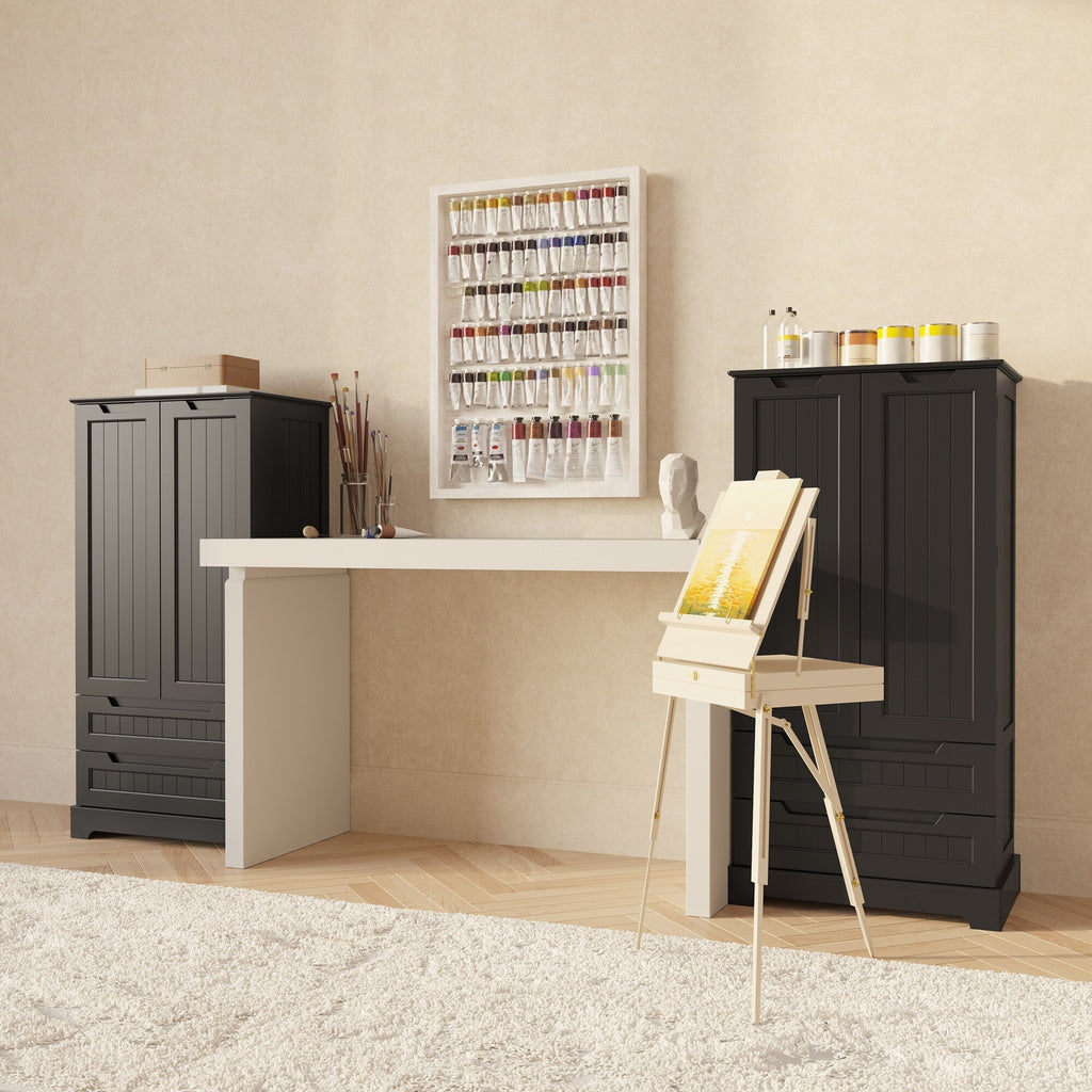 Armoire de rangement de cuisine, armoire de rangement de salle de bain indépendante avec 2 portes et tiroirs