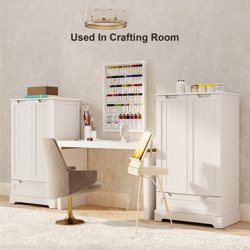 Armoire de rangement de cuisine, armoire de rangement de salle de bain indépendante avec 2 portes et tiroirs