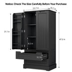 Armoire de rangement de cuisine, armoire de rangement de salle de bain indépendante avec 2 portes et tiroirs
