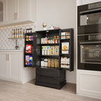 Armoire de rangement de cuisine, armoire de rangement de salle de bain indépendante avec 2 portes et tiroirs