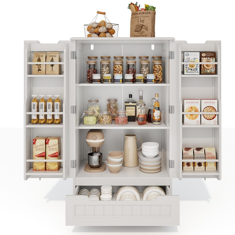 Armoire de rangement de cuisine, armoire de rangement de salle de bain indépendante avec 2 portes et tiroirs