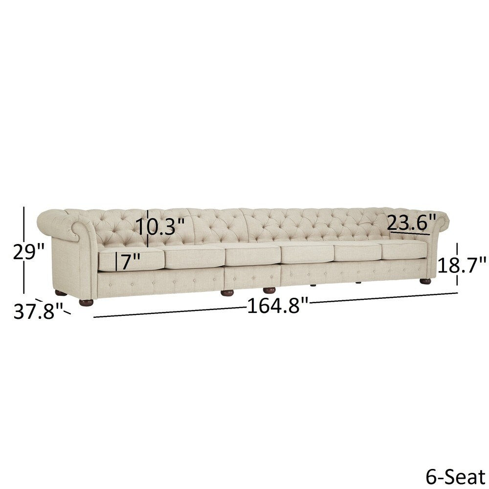 Canapé modulaire Chesterfield capitonné en lin beige Knightsbridge par iNSPIRE Q Artisan