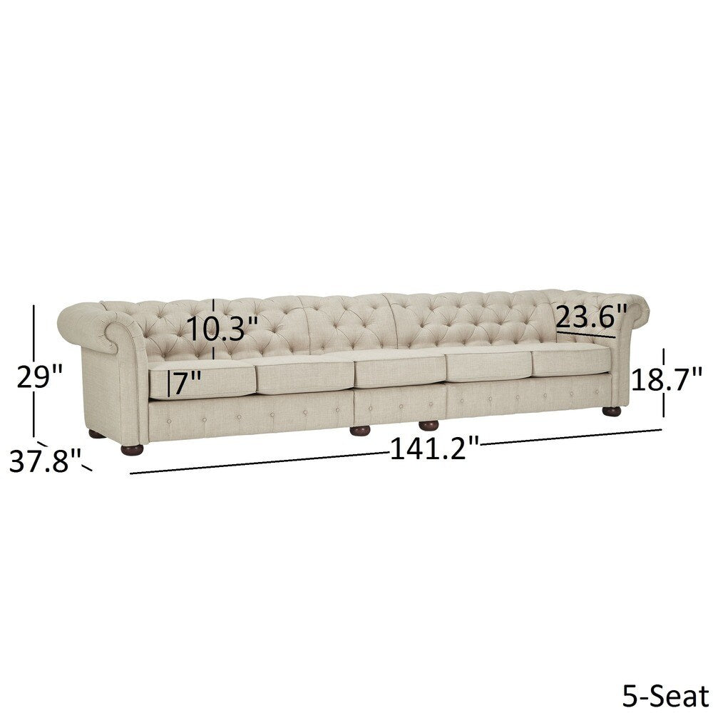 Canapé modulaire Chesterfield capitonné en lin beige Knightsbridge par iNSPIRE Q Artisan