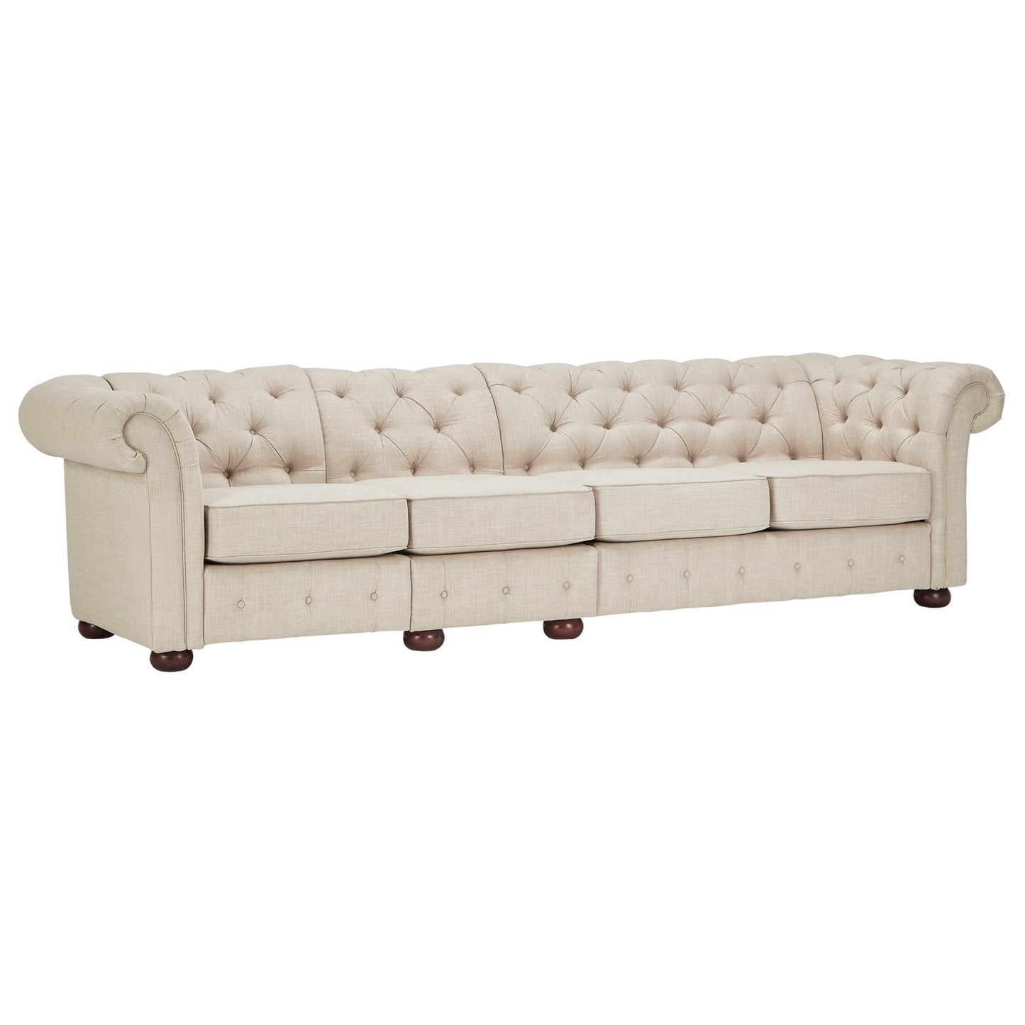 Canapé modulaire Chesterfield capitonné en lin beige Knightsbridge par iNSPIRE Q Artisan