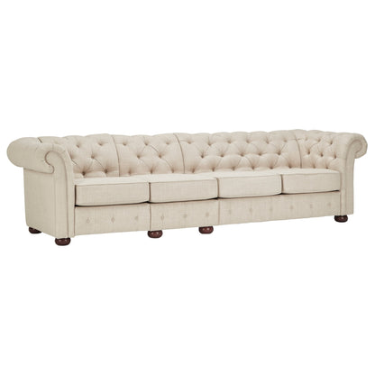 Canapé modulaire Chesterfield capitonné en lin beige Knightsbridge par iNSPIRE Q Artisan