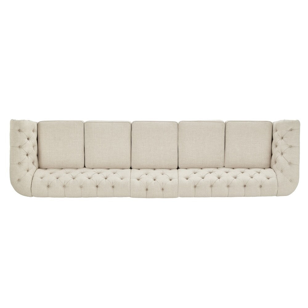 Canapé modulaire Chesterfield capitonné en lin beige Knightsbridge par iNSPIRE Q Artisan