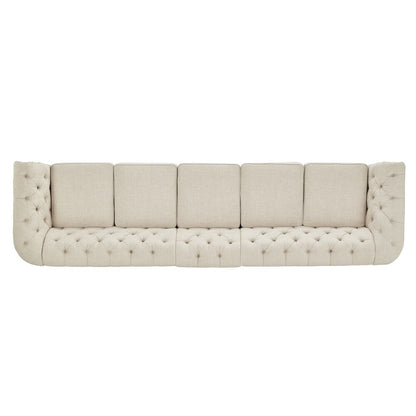 Canapé modulaire Chesterfield capitonné en lin beige Knightsbridge par iNSPIRE Q Artisan