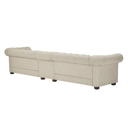 Canapé modulaire Chesterfield capitonné en lin beige Knightsbridge par iNSPIRE Q Artisan