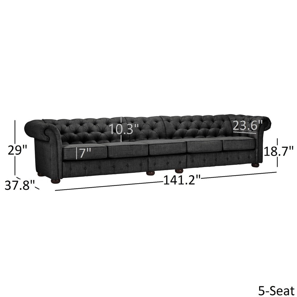 Canapé Chesterfield extra long gris Knightsbridge par iNSPIRE Q Artisan