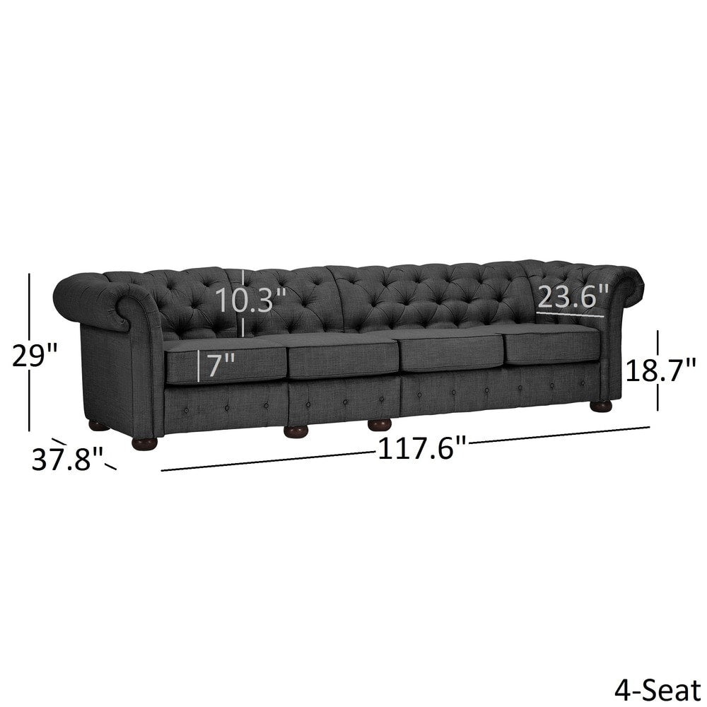 Canapé Chesterfield extra long gris Knightsbridge par iNSPIRE Q Artisan