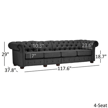Canapé Chesterfield extra long gris Knightsbridge par iNSPIRE Q Artisan