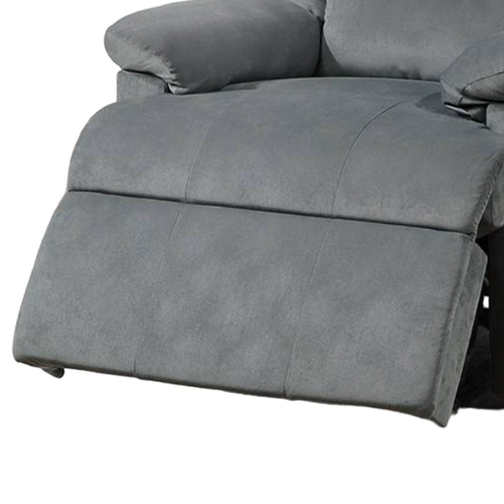 Fauteuil inclinable manuel Kori, velours gris foncé rembourré, bois massif