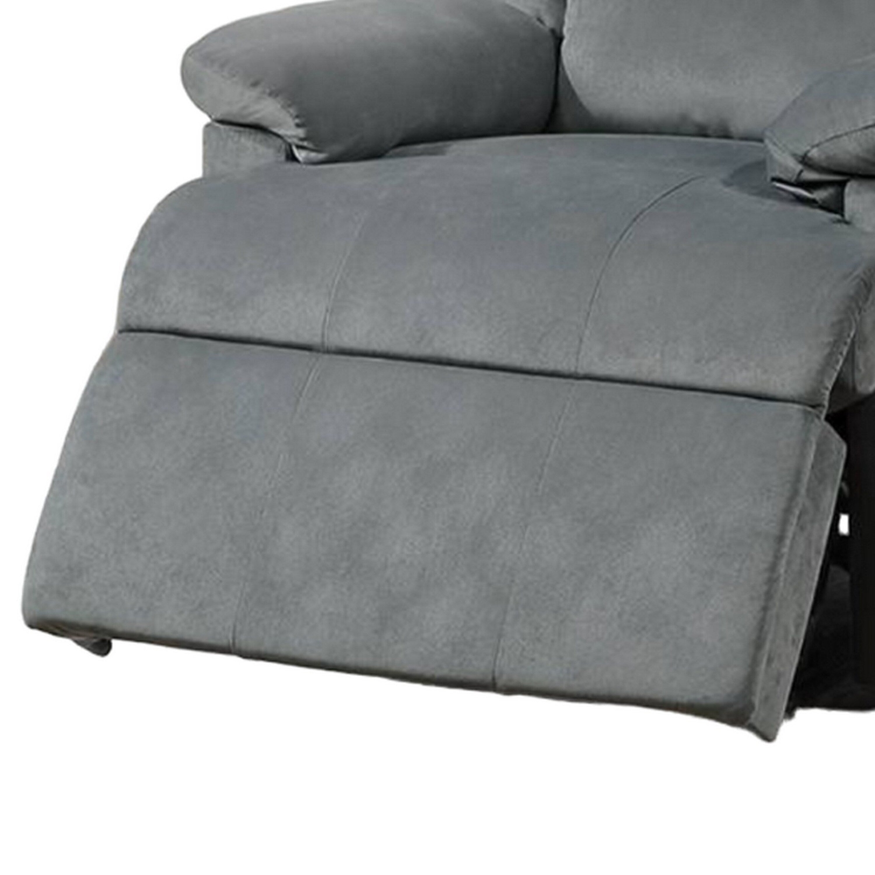 Fauteuil inclinable manuel Kori, velours gris foncé rembourré, bois massif