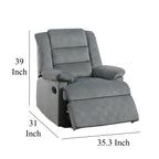 Fauteuil inclinable manuel Kori, velours gris foncé rembourré, bois massif