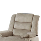 Fauteuil inclinable manuel Kori, velours beige doux et rembourré, bois massif