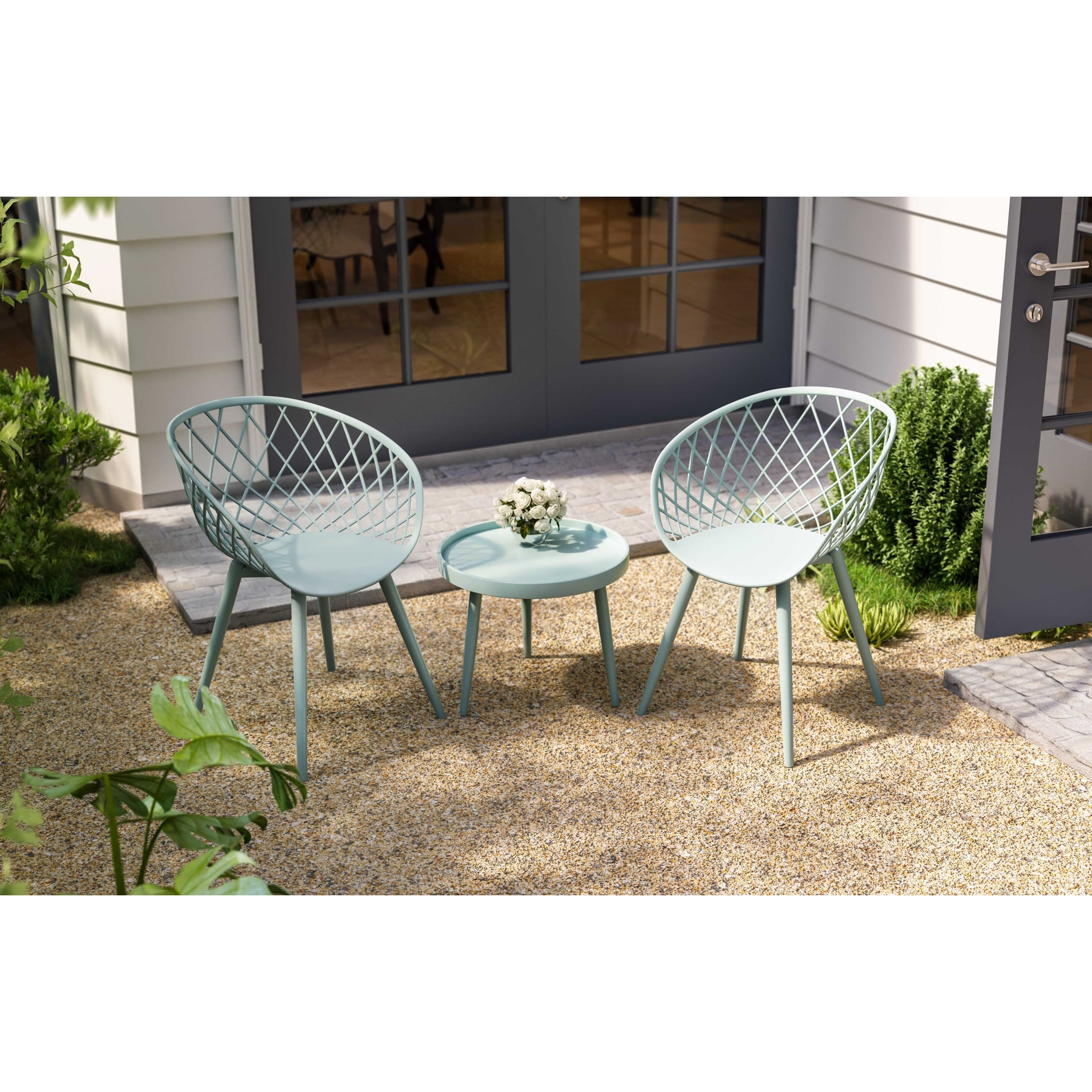 Ensemble de salon de jardin Jamesdar Kurv 3 pièces de style moderne du milieu du siècle