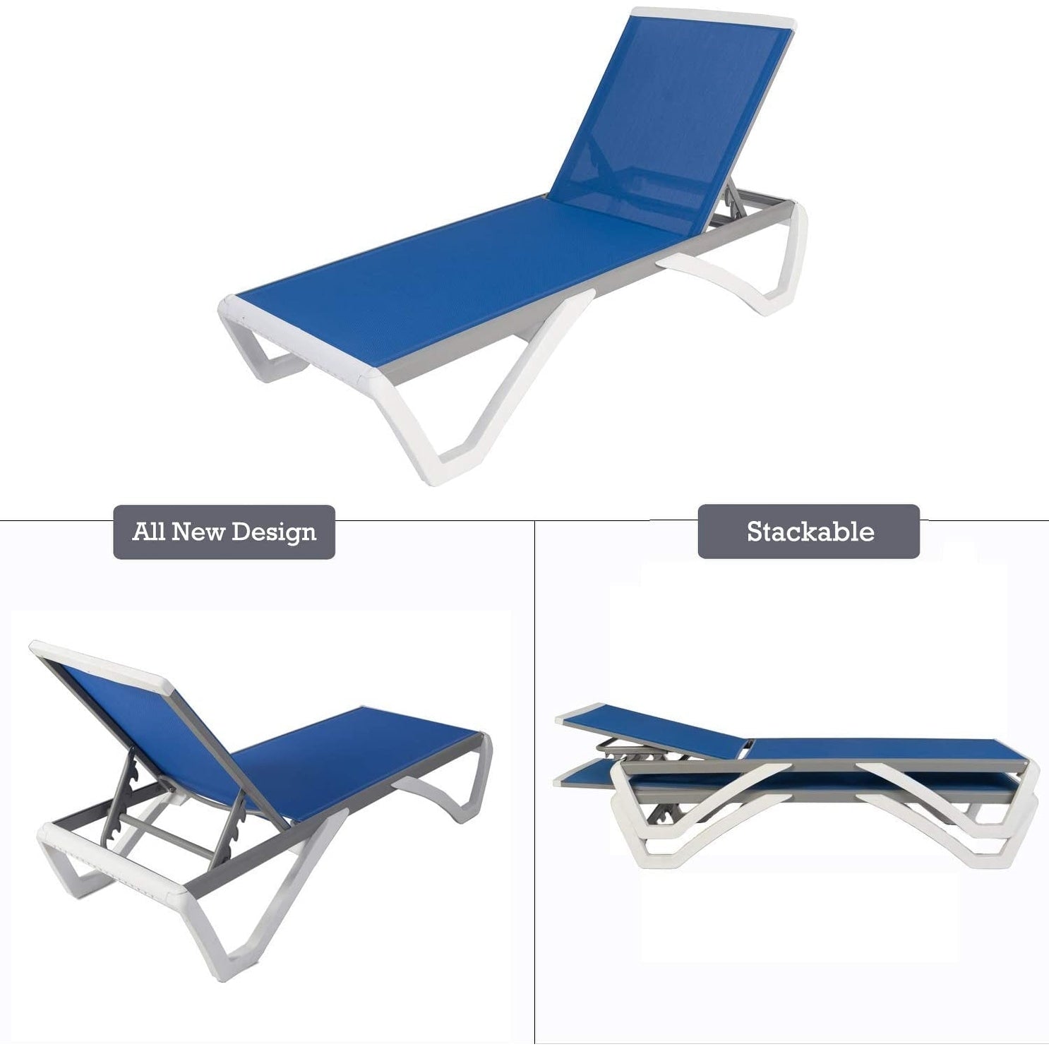 Chaise longue inclinable et réglable Kozyard Alan avec pieds en aluminium et résine polypropylène
