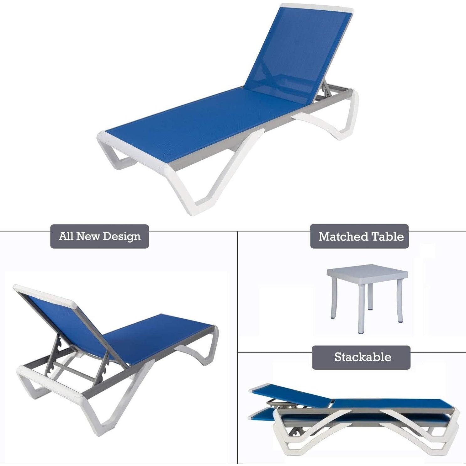 Chaise longue inclinable et réglable Kozyard Alan avec pieds en aluminium et résine polypropylène