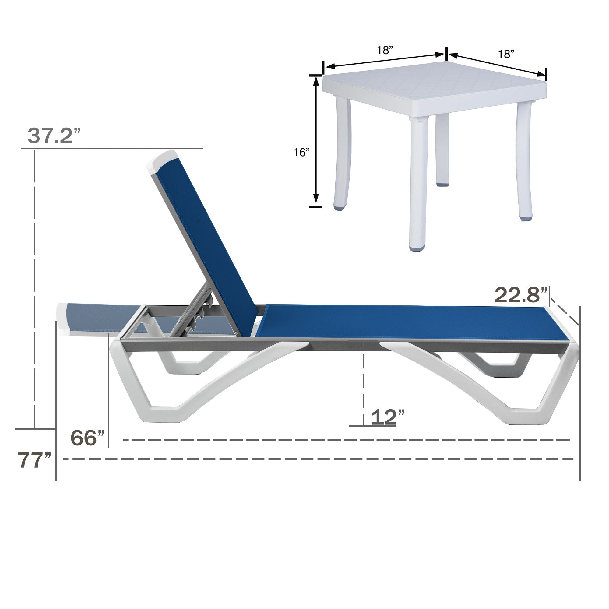 Chaise longue inclinable et réglable Kozyard Alan avec pieds en aluminium et résine polypropylène