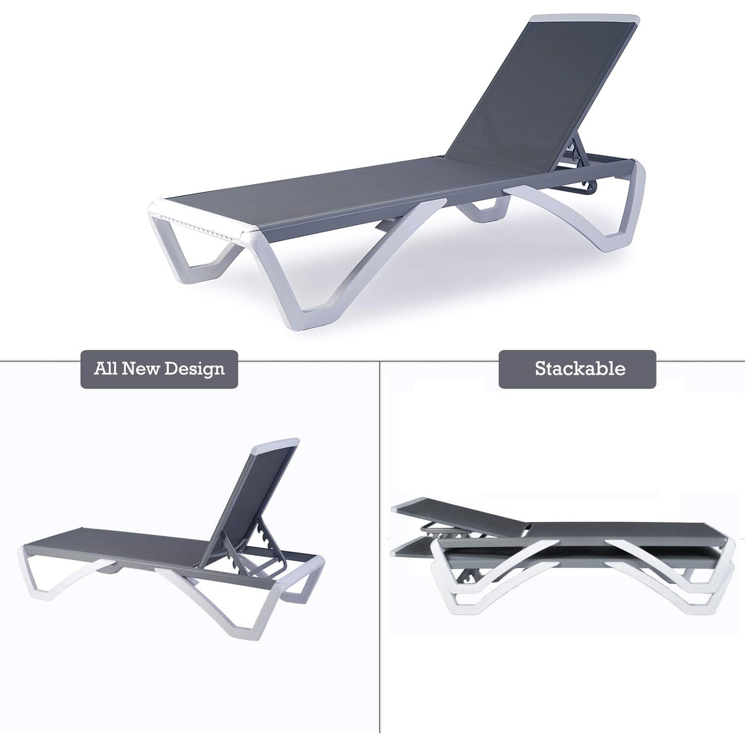 Chaise longue inclinable et réglable Kozyard Alan avec pieds en aluminium et résine polypropylène
