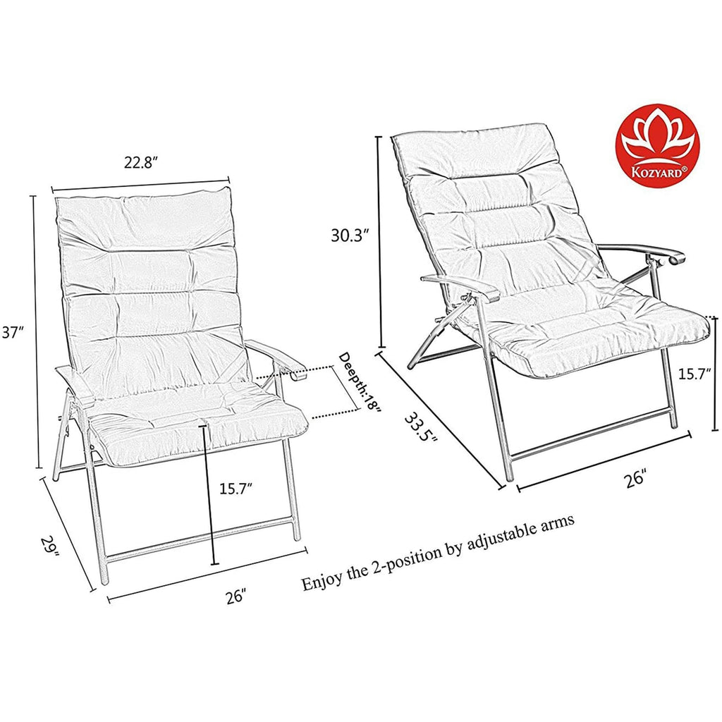Ensemble de bistrot pliant rembourré Kozyard Elsa 3 pièces pour patio extérieur