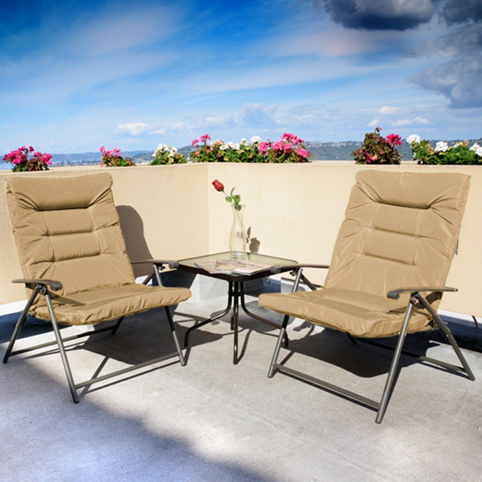 Ensemble de bistrot pliant rembourré Kozyard Elsa 3 pièces pour patio extérieur
