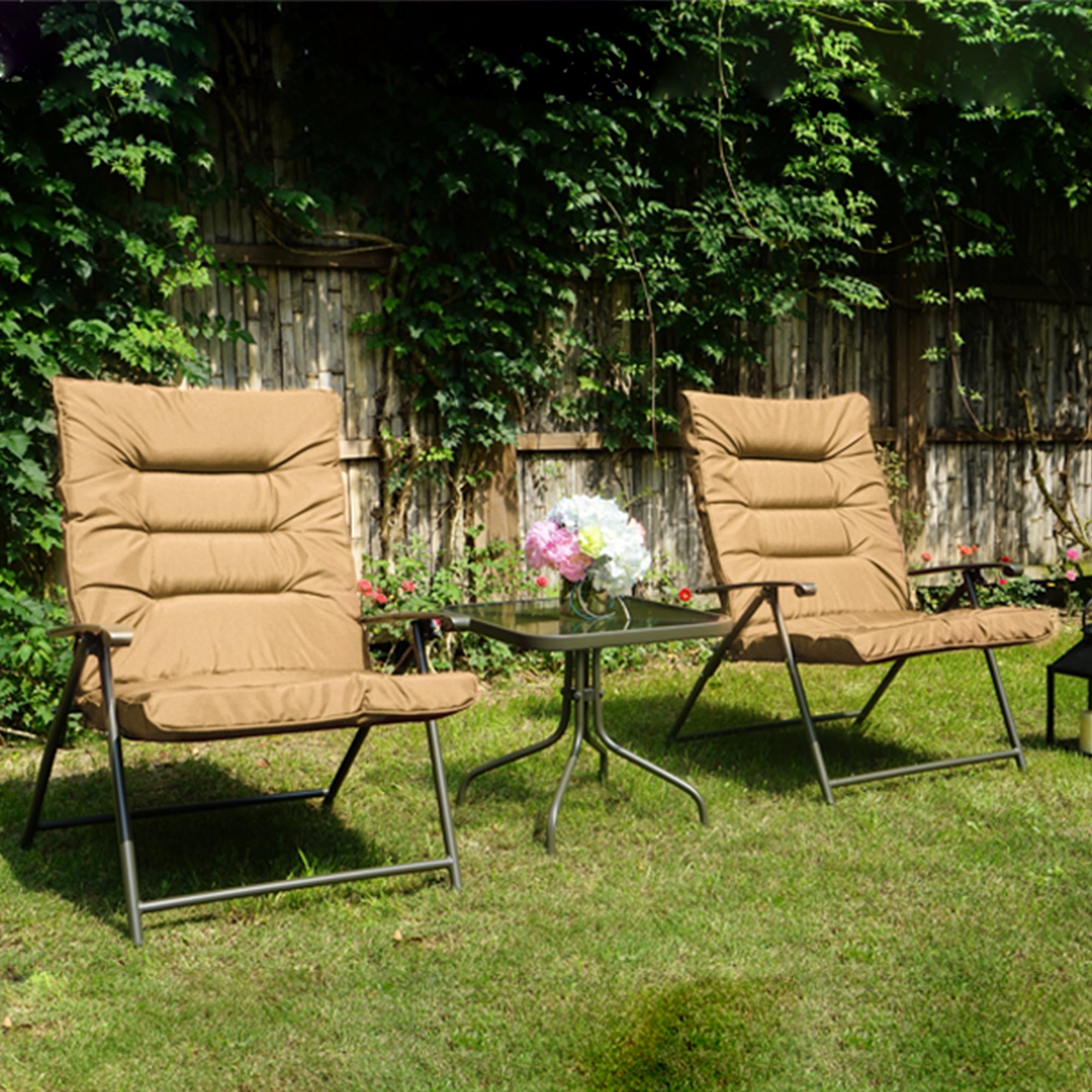 Ensemble de bistrot pliant rembourré Kozyard Elsa 3 pièces pour patio extérieur