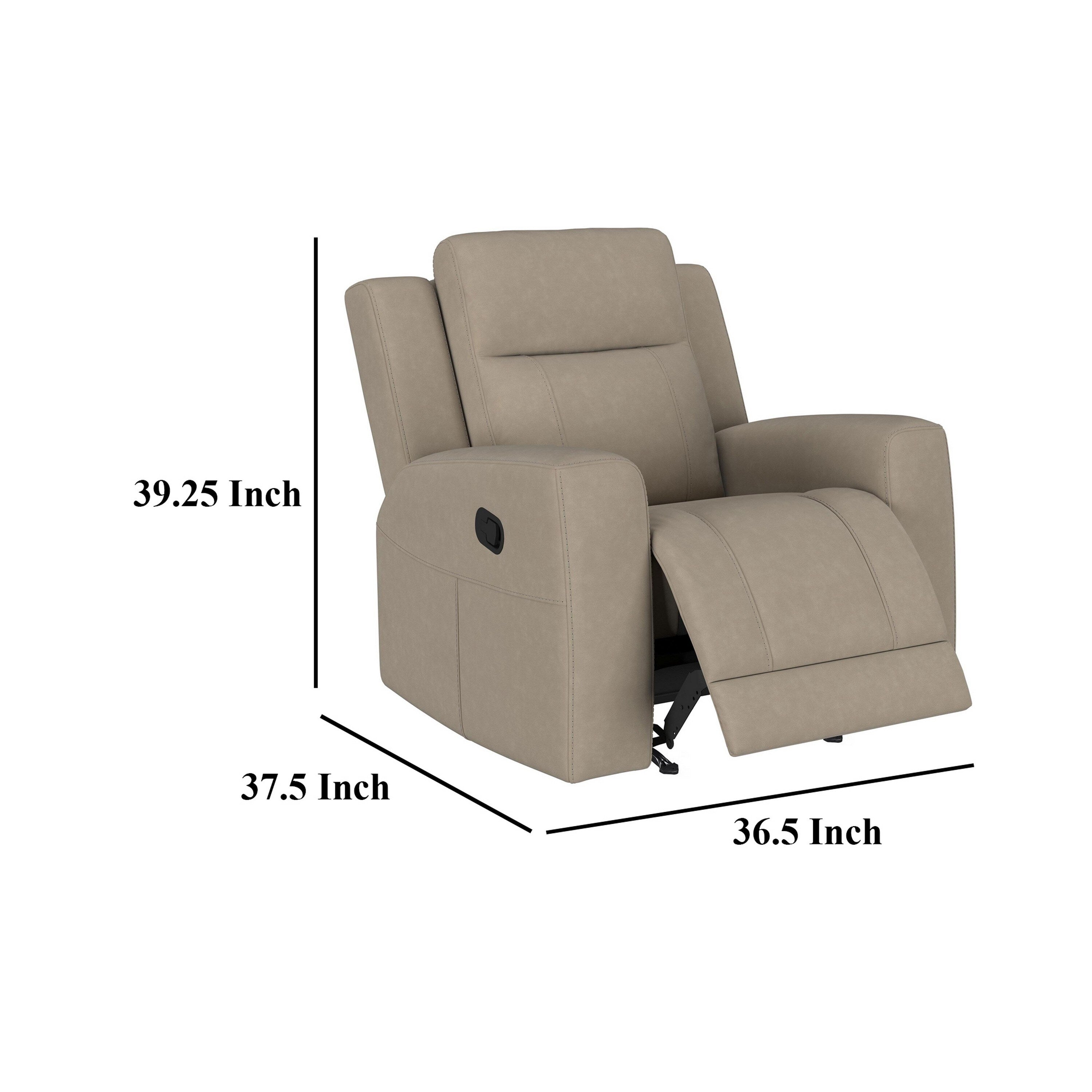 Fauteuil inclinable manuel Krio, 94 cm, similicuir marron taupe moderne