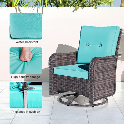 Ensemble de meubles de patio 3 pièces Kullavik, chaises pivotantes à bascule pour l'extérieur